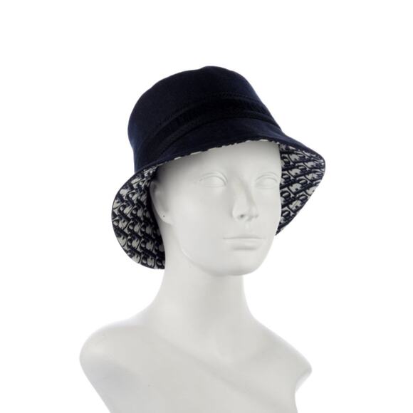 Christian Dior Navy Blue Logo Embroidered Canvas Bucket Hat M sz main image 14